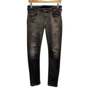 Citizens of Humanity Racer Low Rise Skinny Jeans Women 28x30 Black Faded Grunge